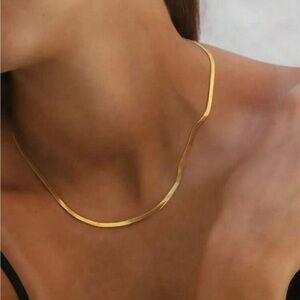 Flat Herringbone Gold Necklace